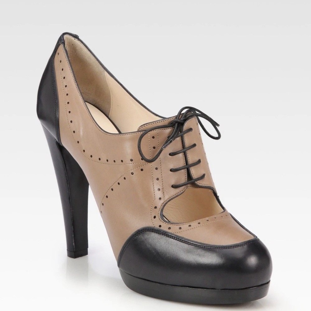 GIORGIO ARMANI Leather Platform
Lace Pumps Mary Jane Beige Black Booties